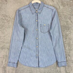 Gap Shirt Womens XS Blue 1969 Icon Boy Long Sleeve Chambray Button Up Top